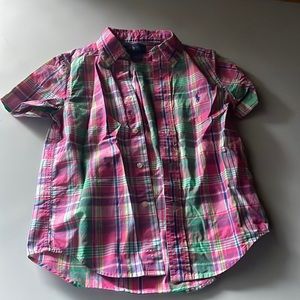 Ralph Lauren size 5 polo short sleeve, pink, green, and yellow blue polo sign